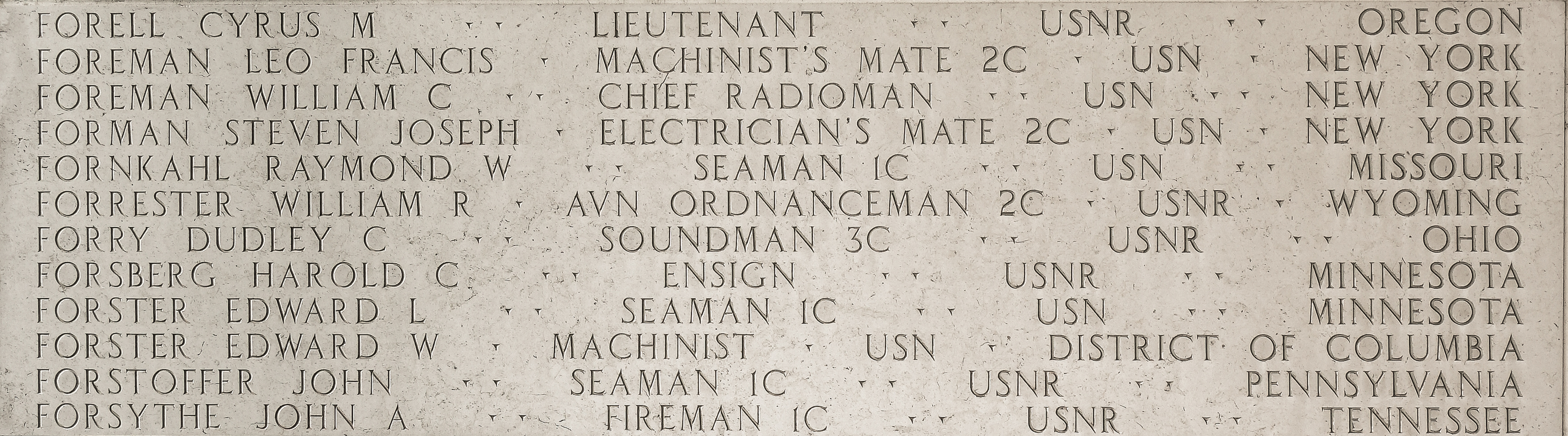 William C. Foreman, Chief Radioman